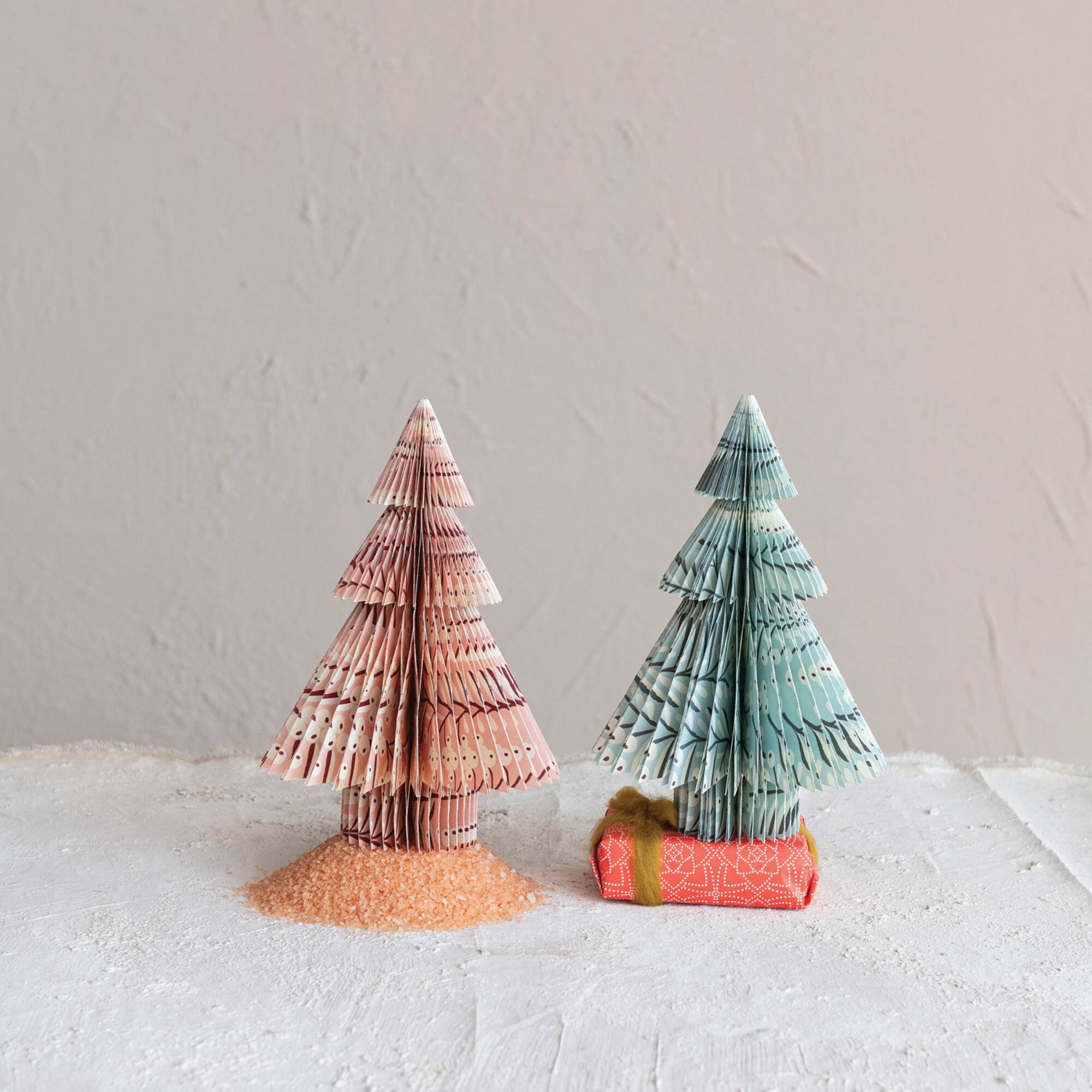 Hello Honey® 9" Orange & Blue Printed Paper Folding Honeycomb Tree Set with Berry Pattern